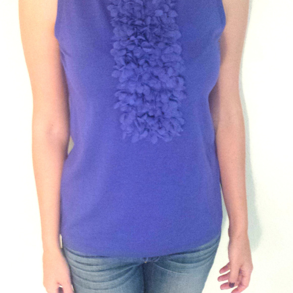 KIERAN PURPLE RUFFLE FLOWERS TANK CAMI LARGE - Picture 2 of 5